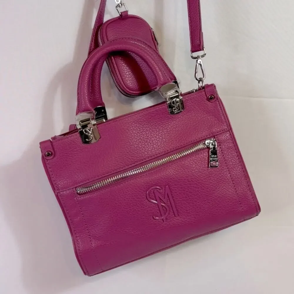 NWT Steve Madden Dark Fuschia Satchel Crossbody Purse with Coin Purse B10